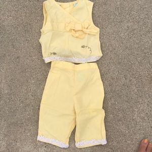 Adorable Matching Two Piece Yellow Baby Outfit